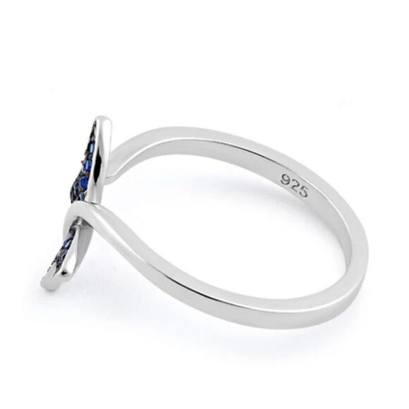 Sterling Silver Butterfly Blue Spinel CZ Ring Size 6 New - Picture 4 of 4